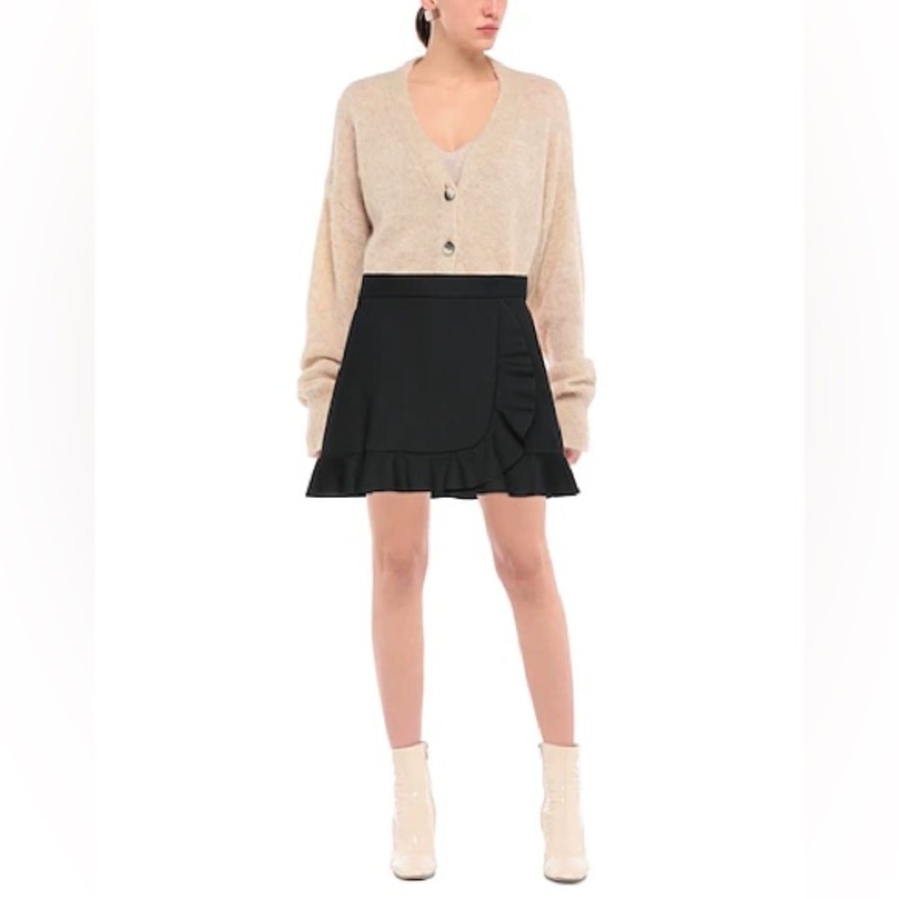 RED Valentino Black Ruffle Knit Mini Skater Skirt Whimsigoth Y2K Romantic‎ Sz 2